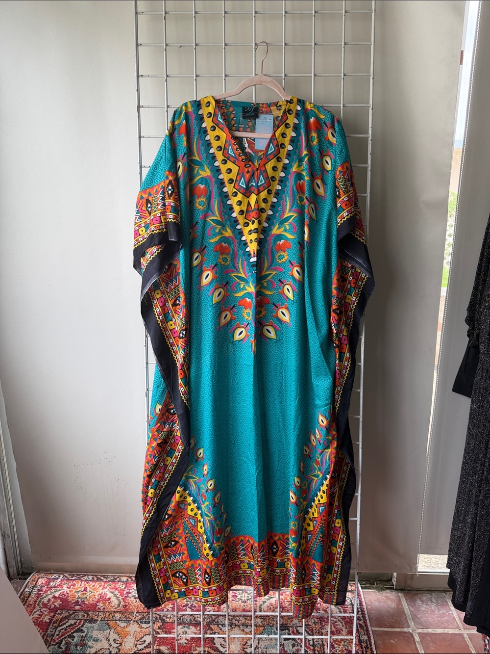 NWT Turquoise Multicolor Bohemian Hippie Kaftan Dress One Size